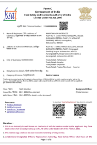 FSSAI Food Safety Registration